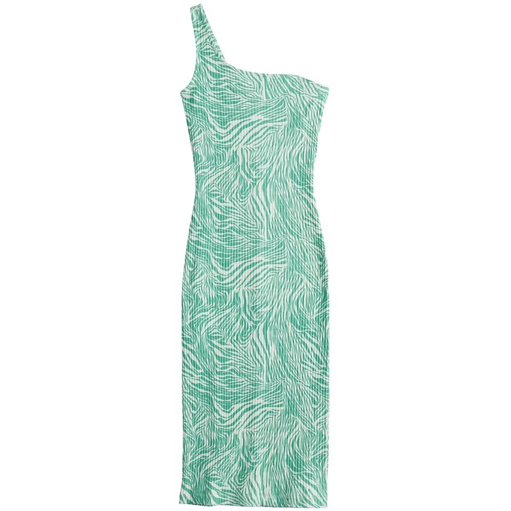 Nine West Zebra Print Ribbed One Shoulder Dress